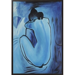 La Pastiche Blue Nude with Black Floater Frame, 25.5" x 37.5" - Bed